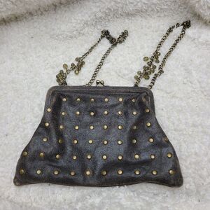 Liz Soto Distressed Studded Genuine‎ Leather Kisslock Purse